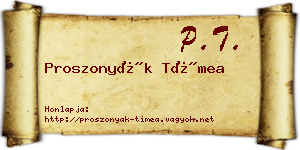 Proszonyák Tímea névjegykártya